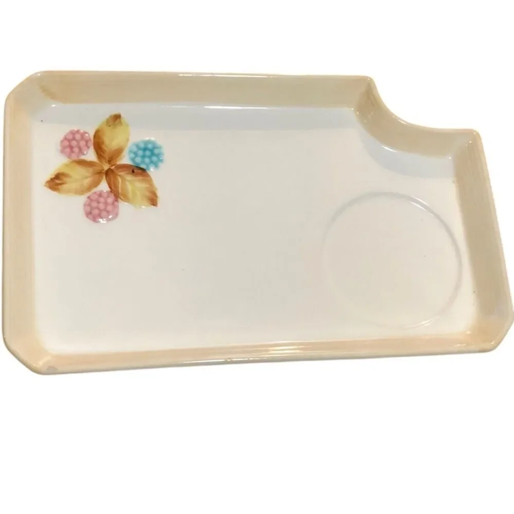 Vintage Ceramic‎ Tray with Floral Design Accent Unique Shape Decorative